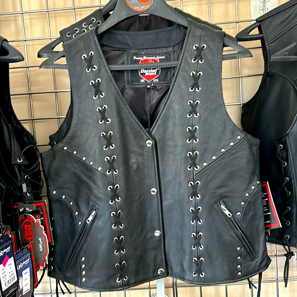 Leather vest with metal detail